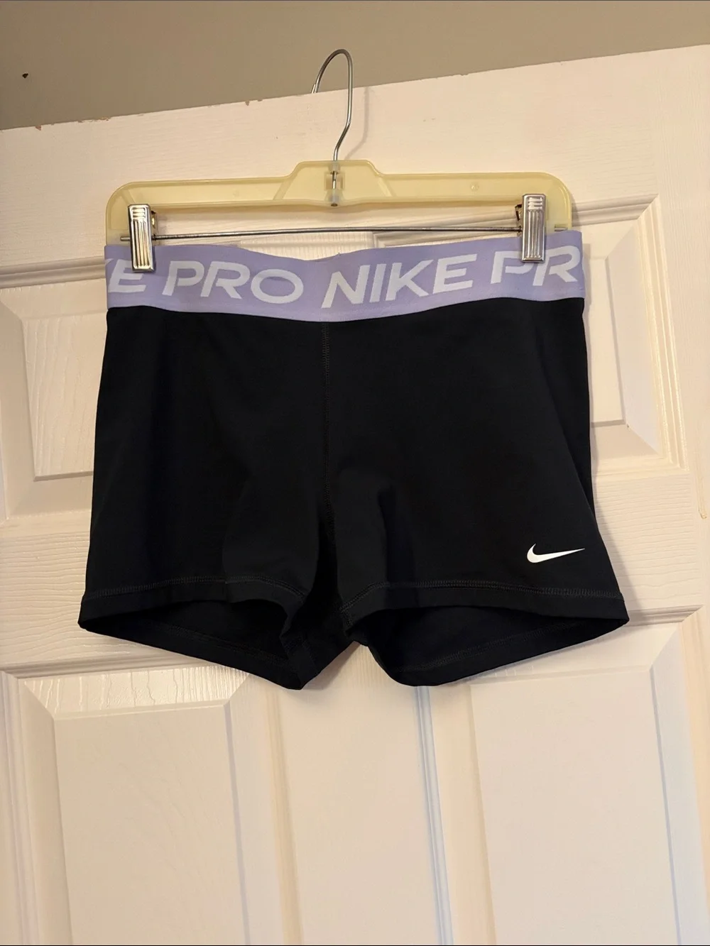 Nike Pro Black Women’s Shorts with Lavender Waistband